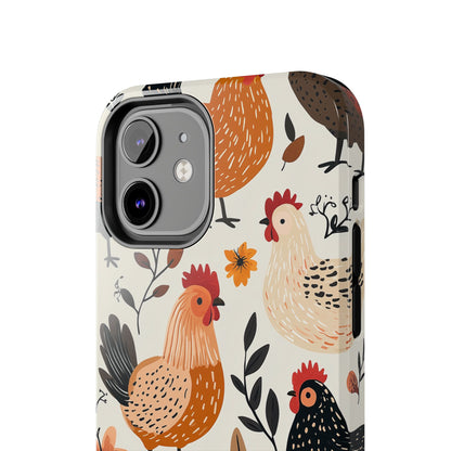 iPhone Case: Cluckin' Vintage – Chickens & Leaves