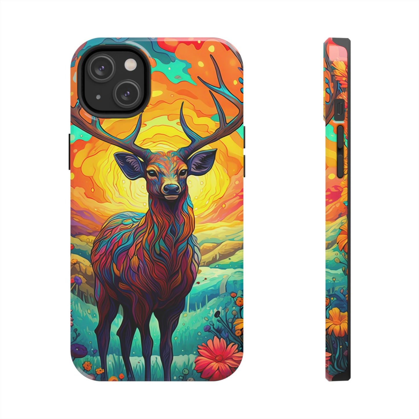 Vibrant Stag in Bloom – iPhone Case