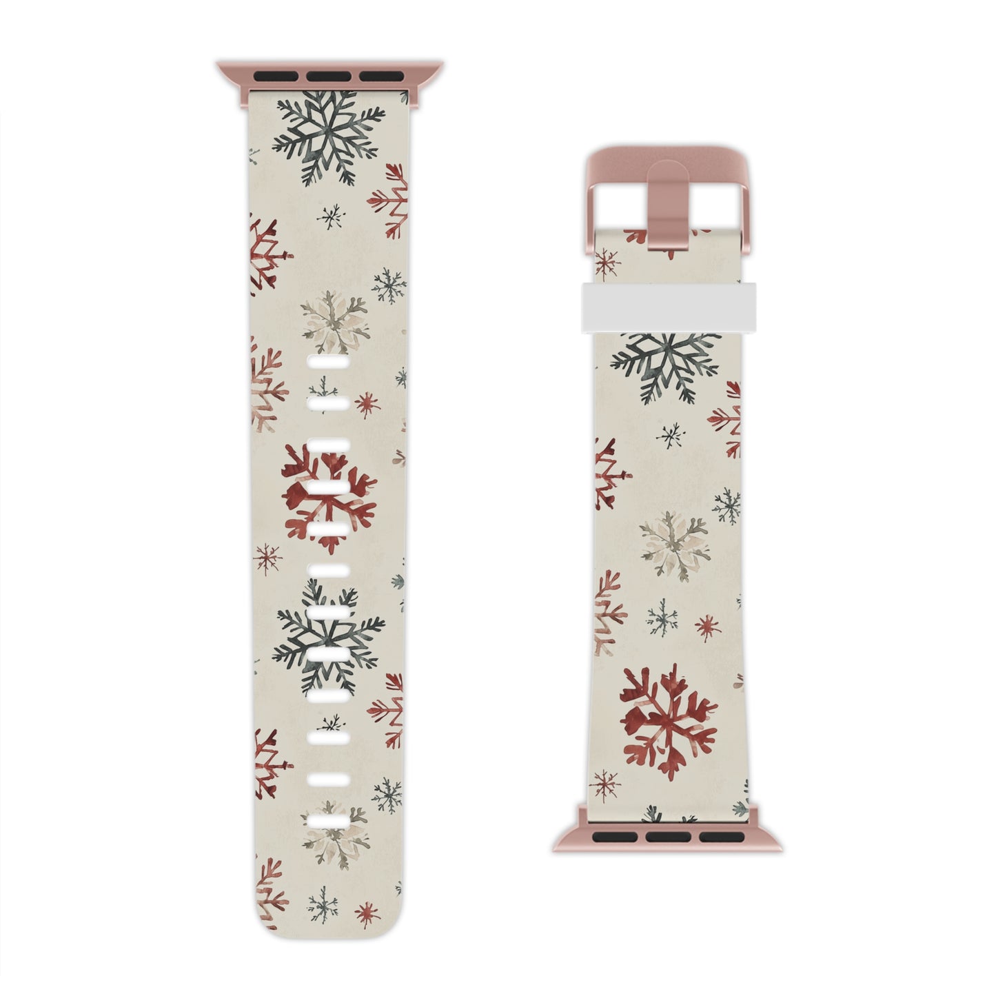 Vintage Red and Gray Snowflake Pattern Apple Watch Band