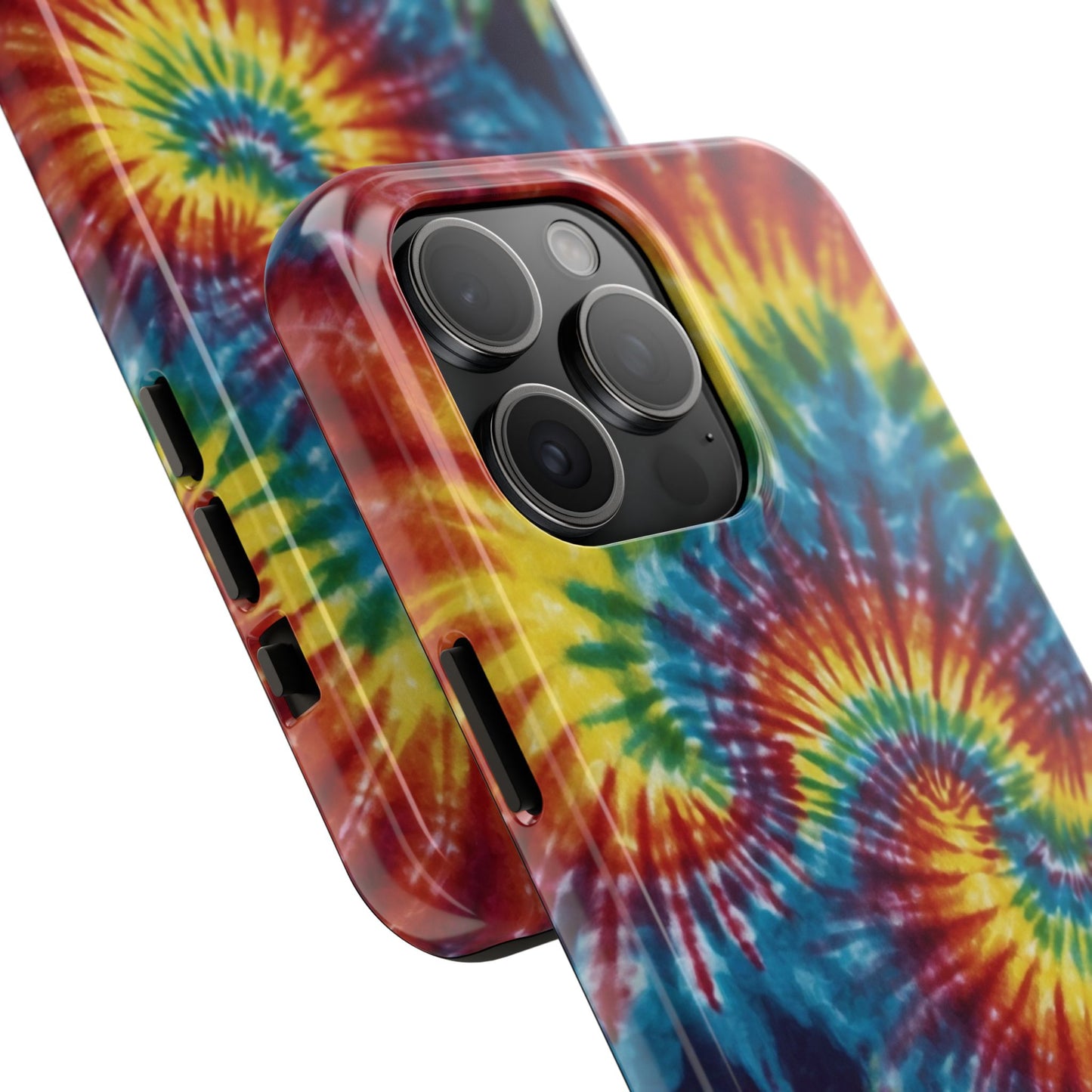 Retro Tie-Dye Swirl iPhone Case – Rainbow Spiral Design