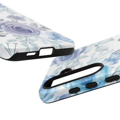 Elegant Blue & Violet Roses Samsung Galaxy Case – Artistic Floral Design for Stylish Protection