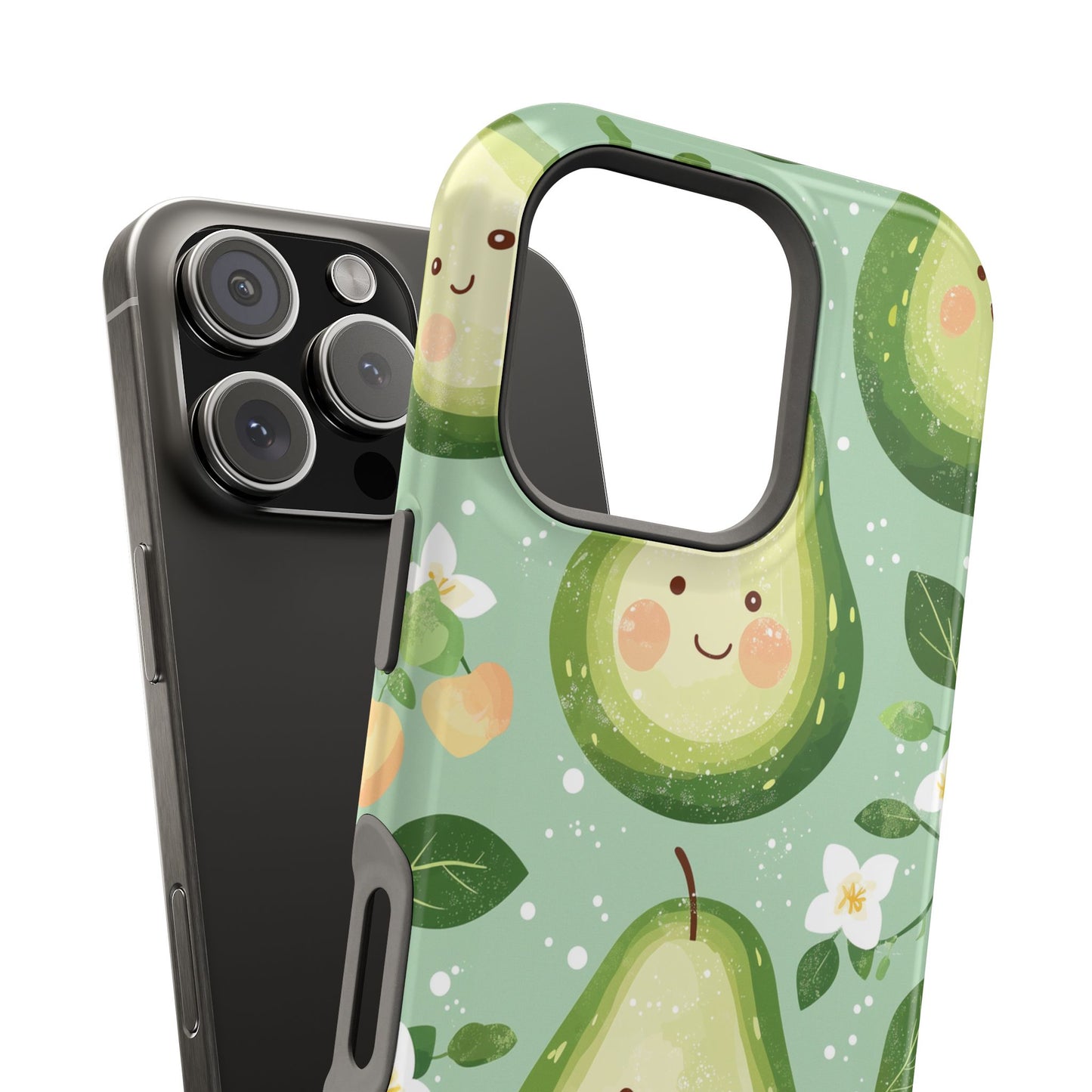 Smiling Avocados Tough MagSafe iPhone Case – Cute Avocado Design, Dual-Layer Protection