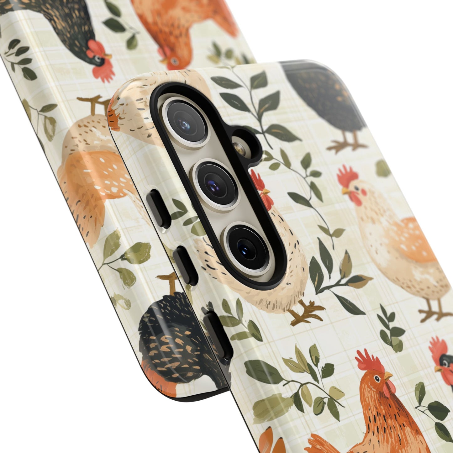 Samsung Galaxy Case: Vintage Chicken Farmhouse Case – Rustic Leaves Design