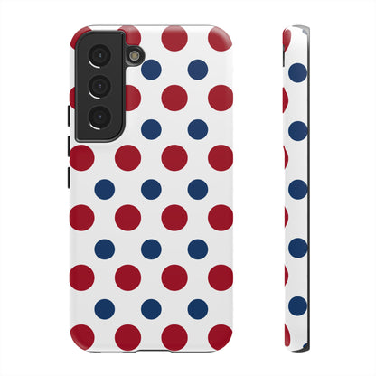 Patriotic Navy, White, and Red Polka Dot Samsung Galaxy Case