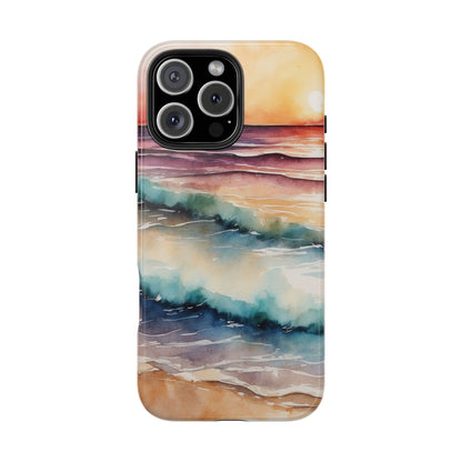 Sunset Waves iPhone Case – Vibrant Watercolor Design