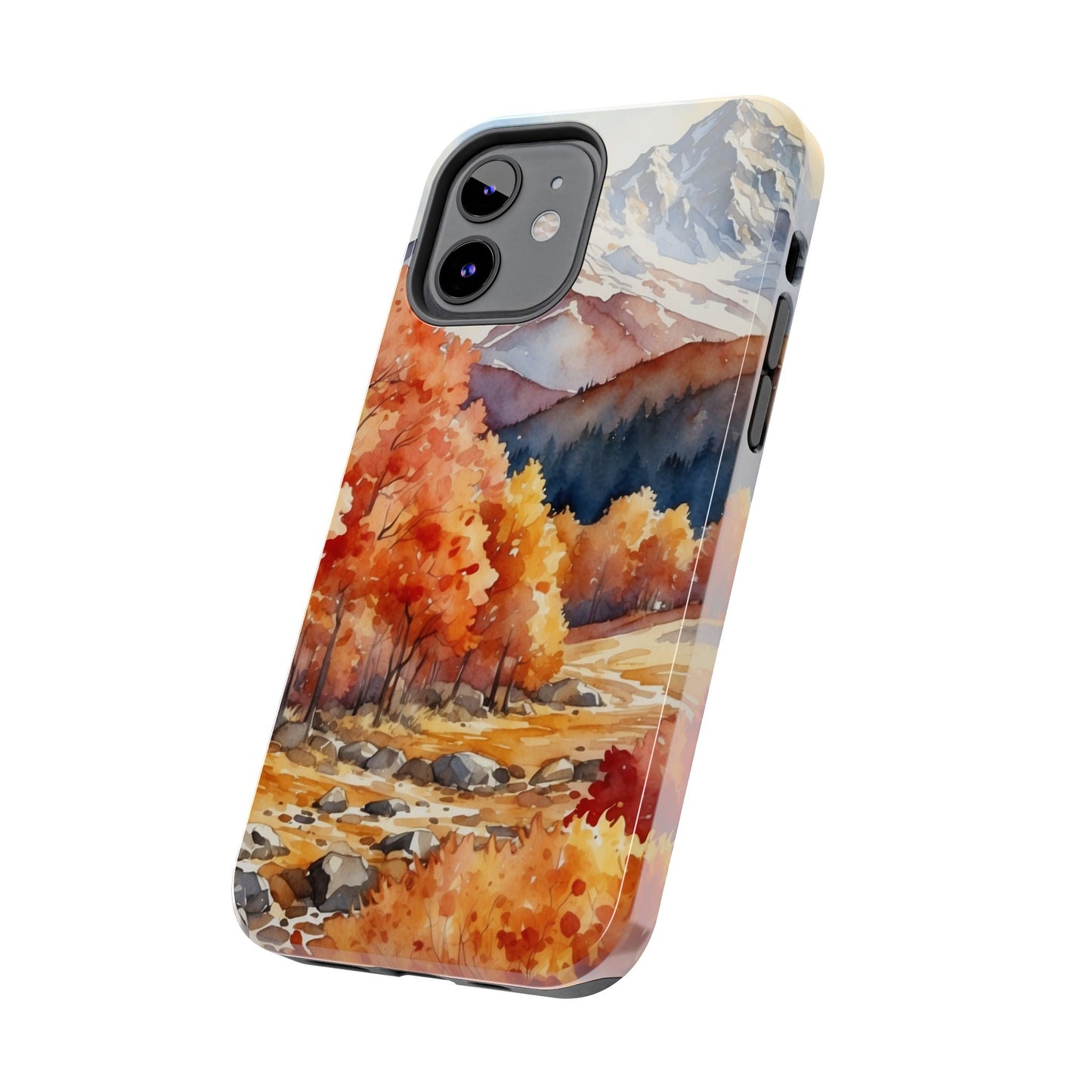 Watercolor Autumn Forest and Mountains - iPhone Case