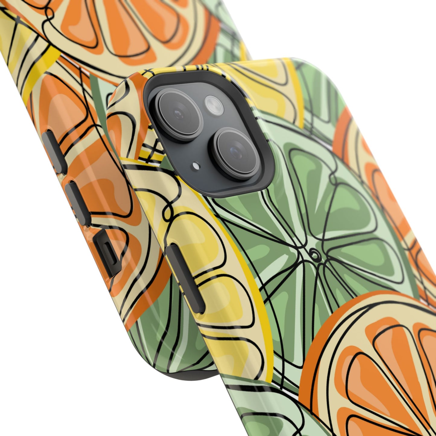 Citrus Zest Tough MagSafe iPhone Case – Bold Lime, Lemon, and Orange Design, Shockproof Protection