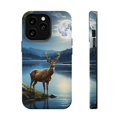 Moonlit Elegance: Stag by the Lake – MagSafe iPhone Case