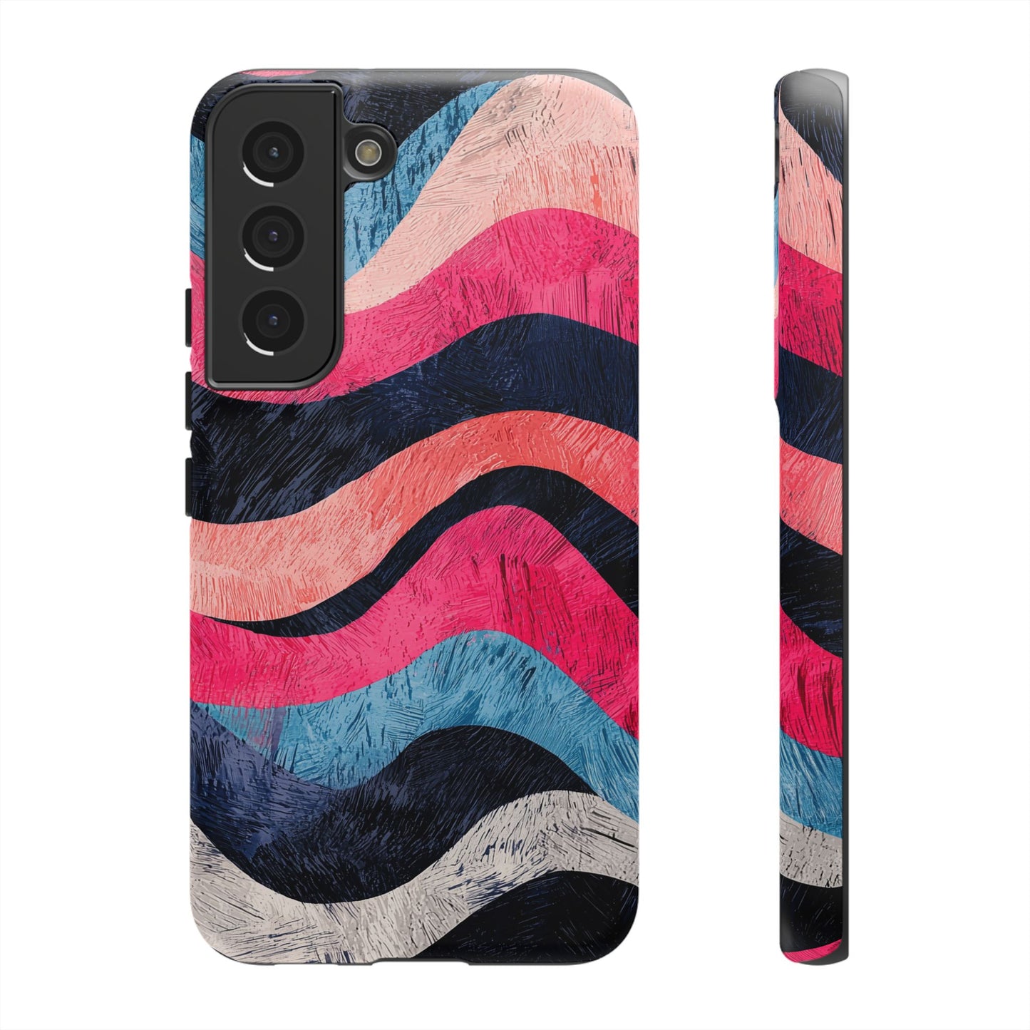 Abstract Wave Pattern Samsung Galaxy Case – Shockproof, Matte Finish, Dual-Layer Protection