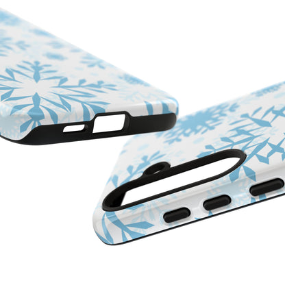 Frosty Blue Snowflakes Samsung Galaxy Case – Shockproof, Smooth Matte Finish, Dual-Layer Design