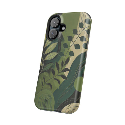 Abstract Green Leaves MagSafe iPhone Case - Nature-Inspired Protective Cover