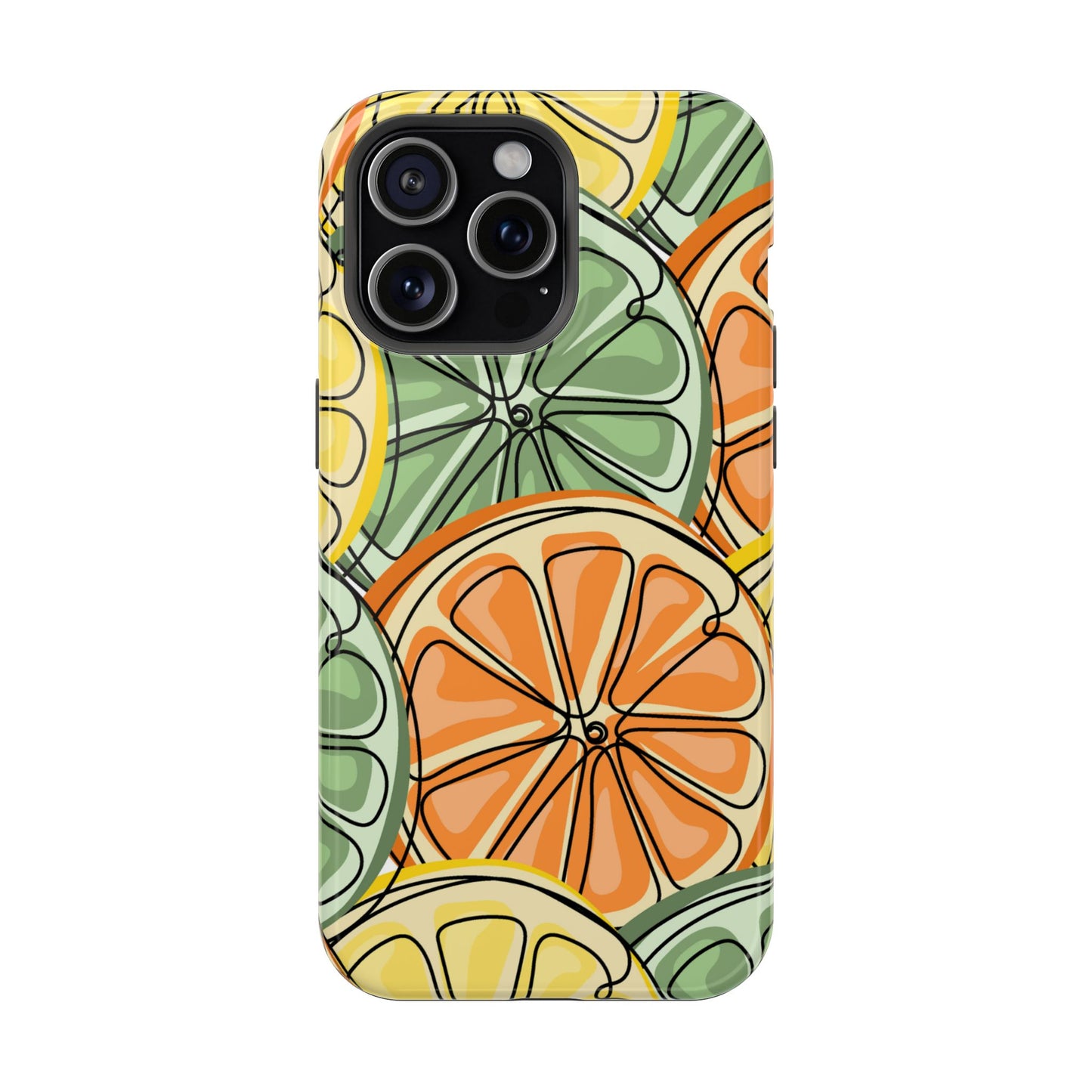 Citrus Zest Tough MagSafe iPhone Case – Bold Lime, Lemon, and Orange Design, Shockproof Protection