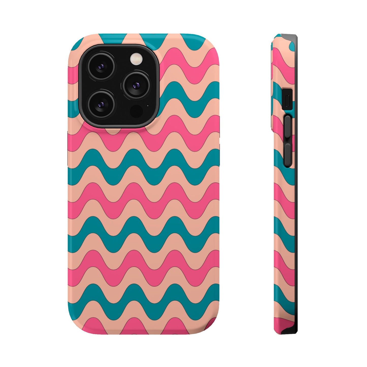 Retro Waves Pattern MagSafe iPhone Case – Shockproof Design with Dual-Layer Protection