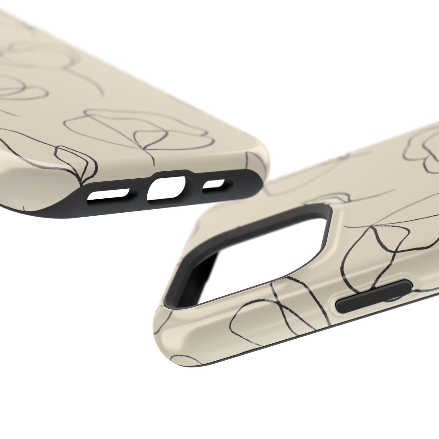 Minimalist Line Art Floral Tough MagSafe iPhone Case – Elegant Abstract Design with Dual-Layer Protection