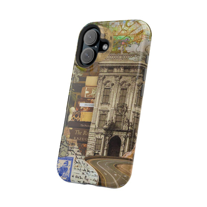 Whimsical Road Trip Collage MagSafe iPhone Case – Dual-Layer Protection with Vintage Art and Adventure Design