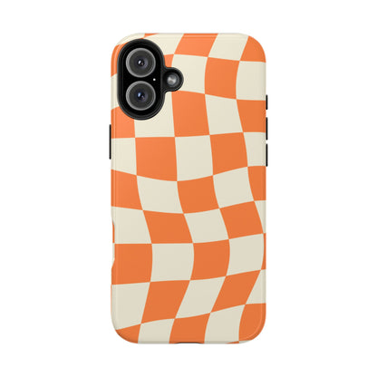 Wavy Retro Checkerboard iPhone Case – Shockproof, Matte Finish, Dual-Layer Protection