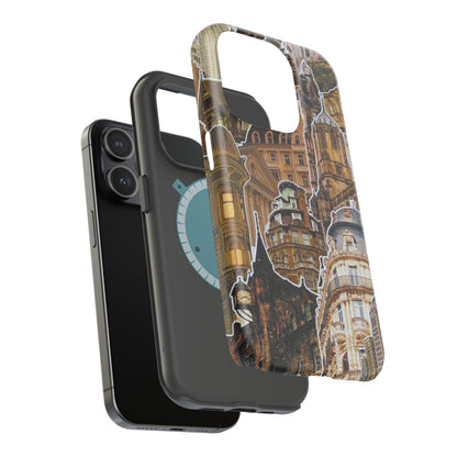 Vintage Architectural Collage MagSafe iPhone Case – Tough Dual-Layer Protection with Matte Finish