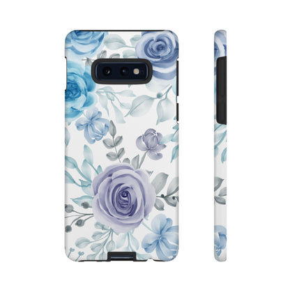 Elegant Blue & Violet Roses Samsung Galaxy Case – Artistic Floral Design for Stylish Protection