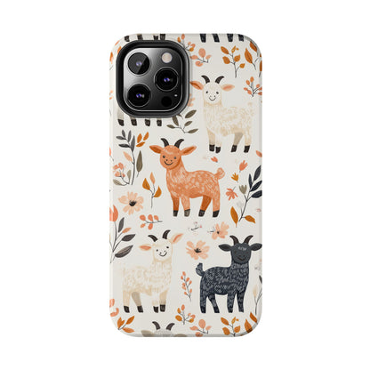 iPhone Case: Smiley Goats & Dried Flowers – Vintage Charm