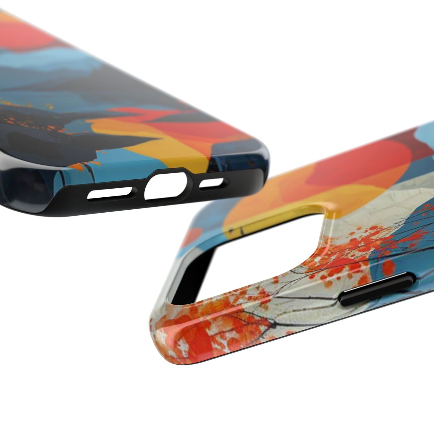 Abstract Autumn Landscape iPhone Case – Bold Colorful Sunset Design, Dual - Layer Protection - BOGO Cases