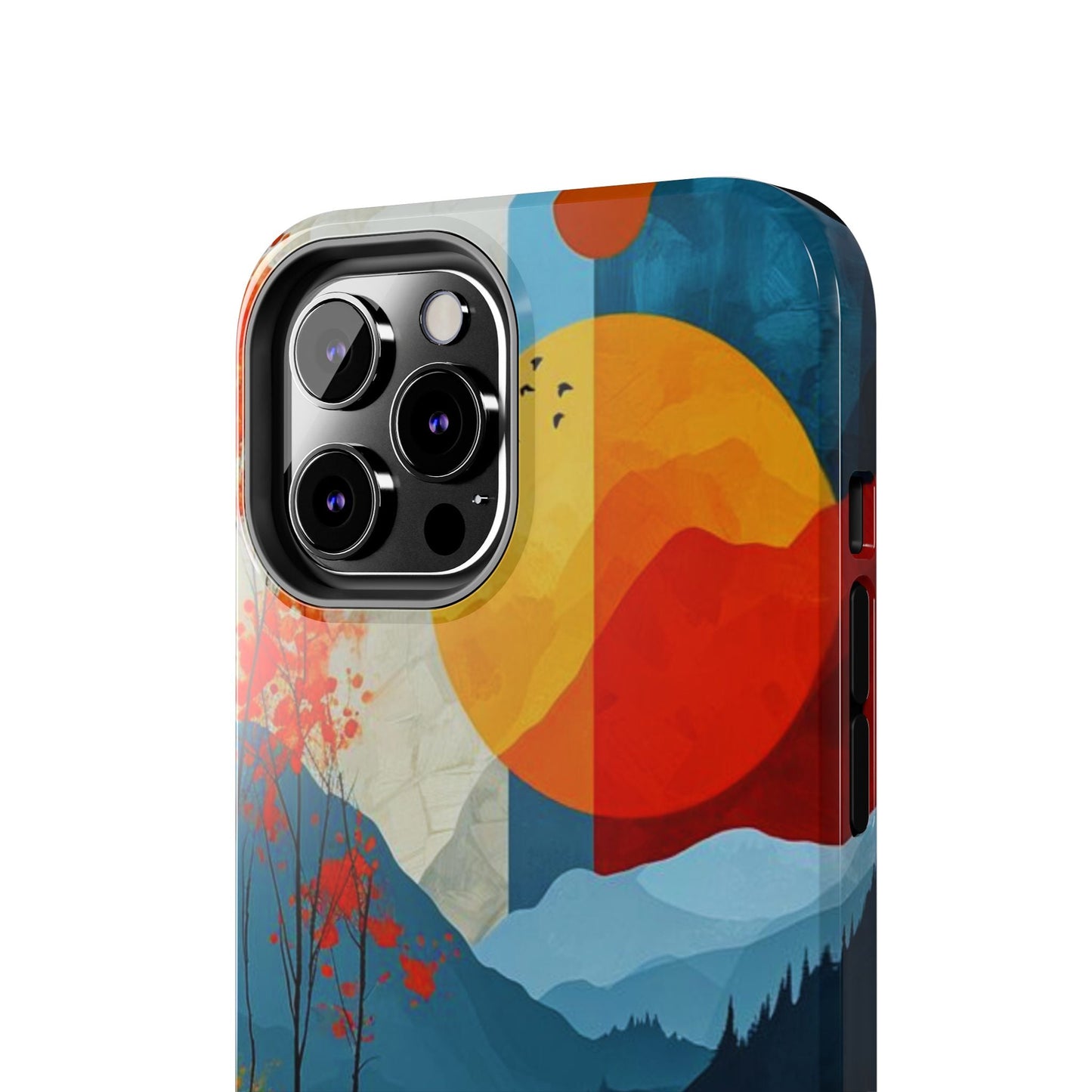 Abstract Autumn Landscape iPhone Case – Bold Colorful Sunset Design, Dual - Layer Protection - BOGO Cases