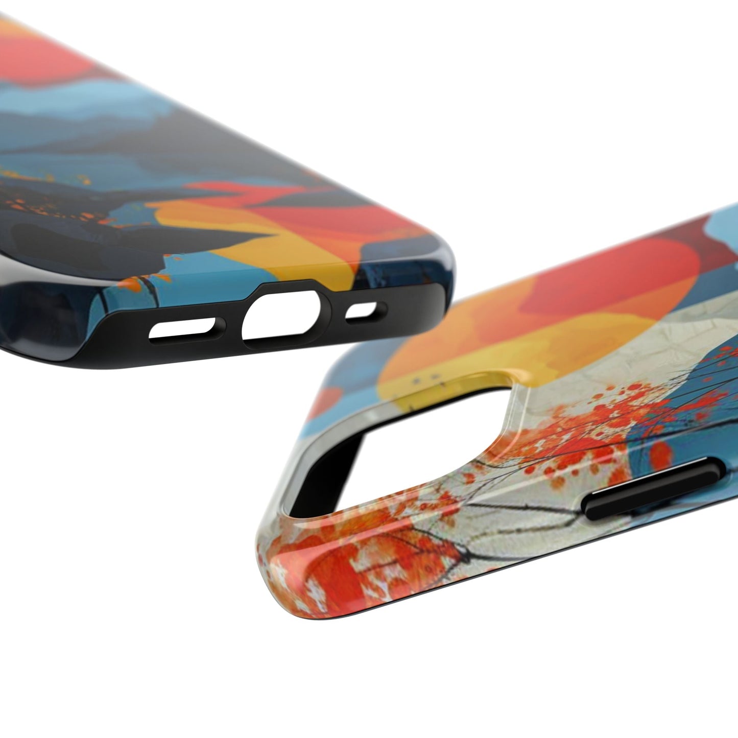 Abstract Autumn Landscape iPhone Case – Bold Colorful Sunset Design, Dual - Layer Protection - BOGO Cases