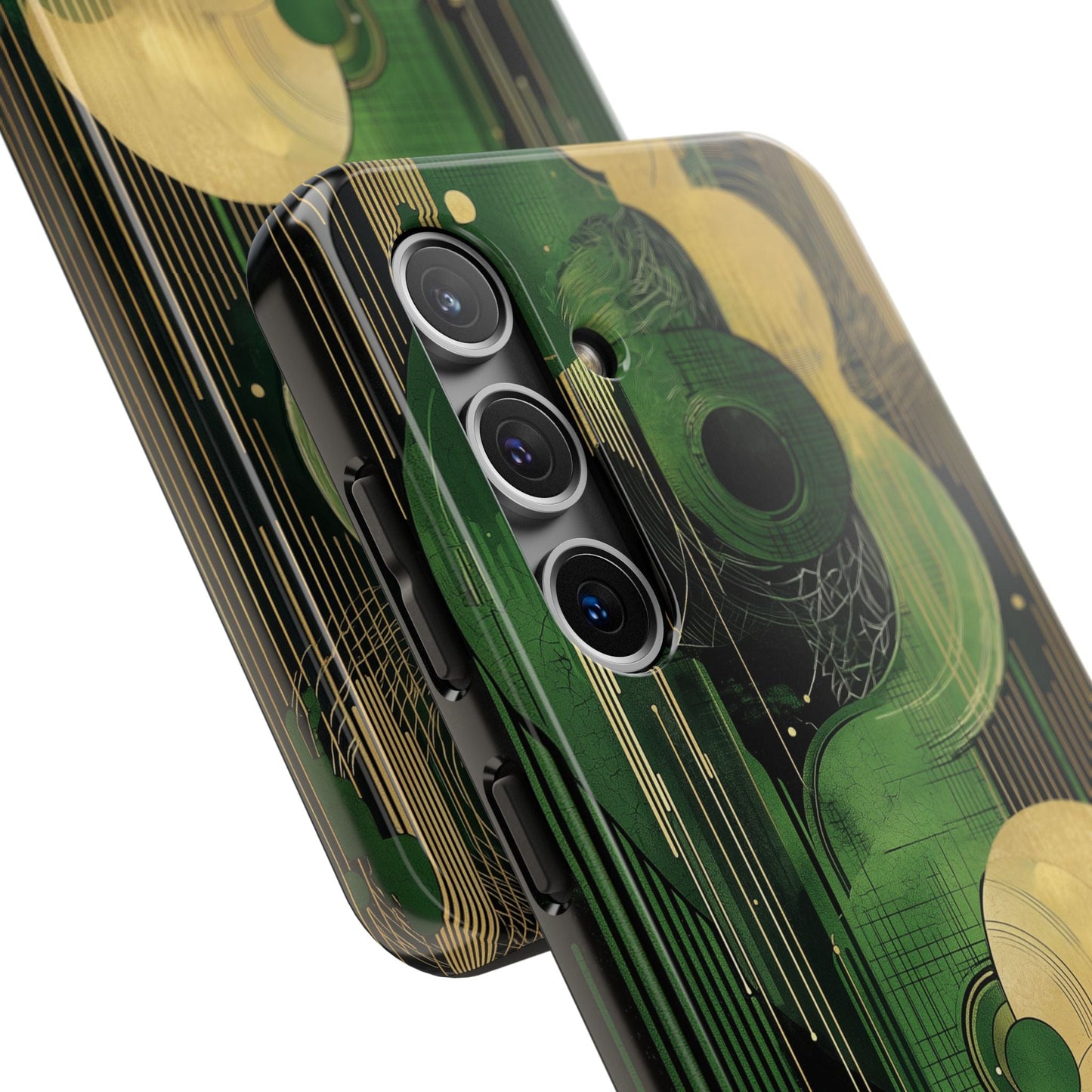 Abstract Green & Gold Samsung Galaxy Case - Geometric Art Deco Protective Cover - BOGO Cases