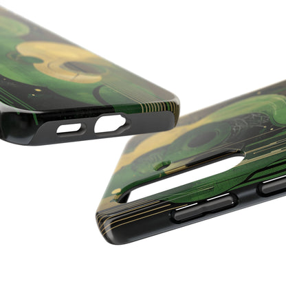 Abstract Green & Gold Samsung Galaxy Case - Geometric Art Deco Protective Cover - BOGO Cases