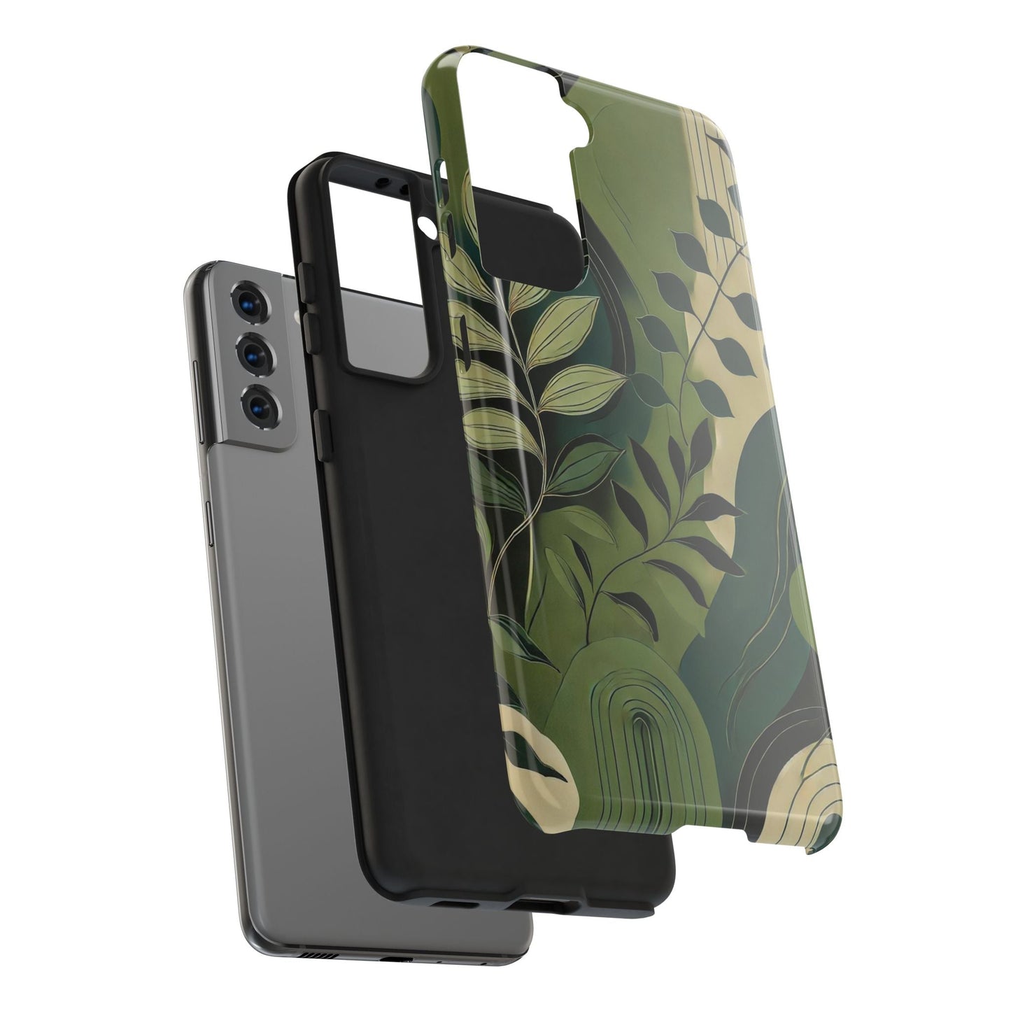 Abstract Green Leaves Samsung Galaxy Case - Nature - Inspired Protective Cover - BOGO Cases