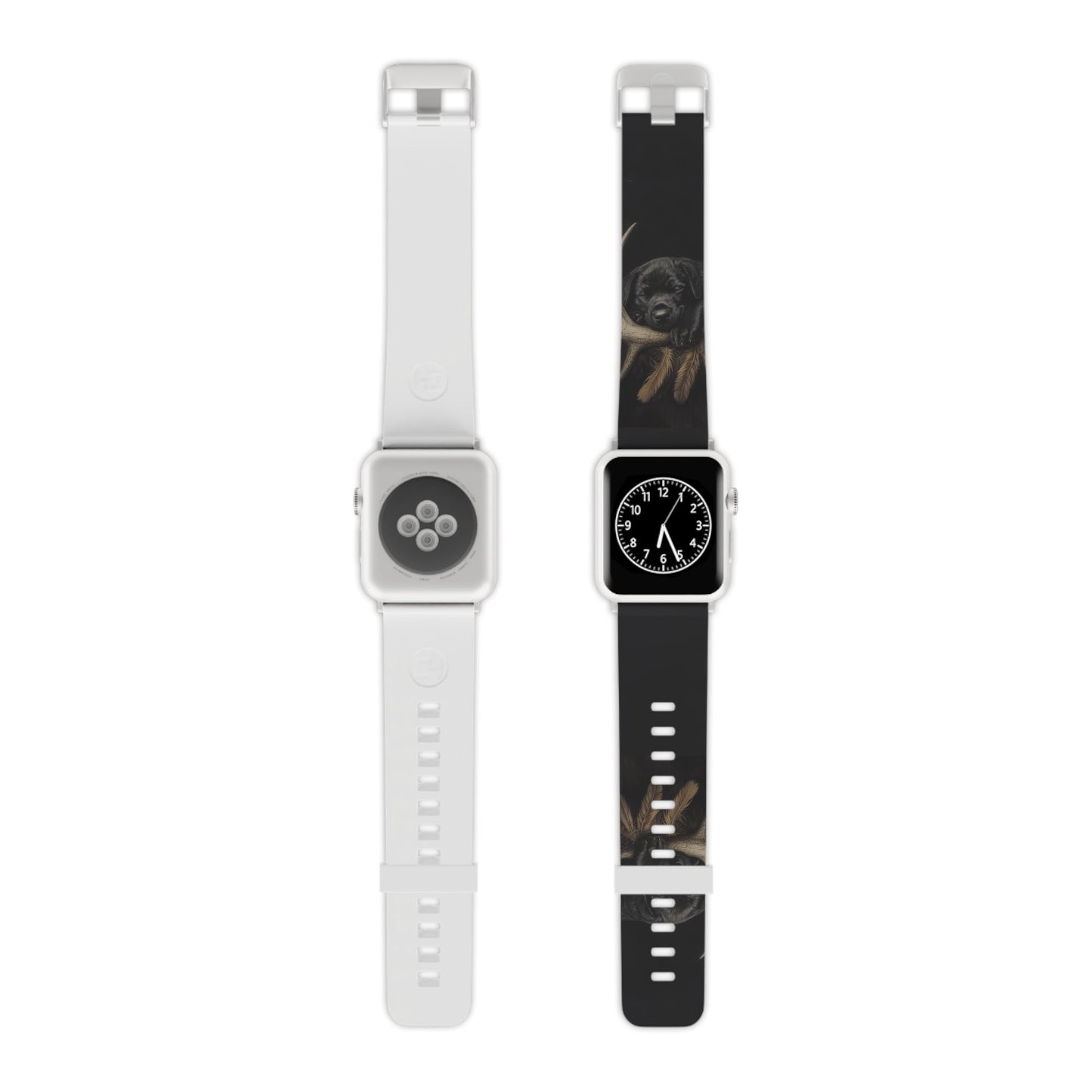 Adorable Black Labrador Puppy on Feathers Apple Watch Band - BOGO Cases