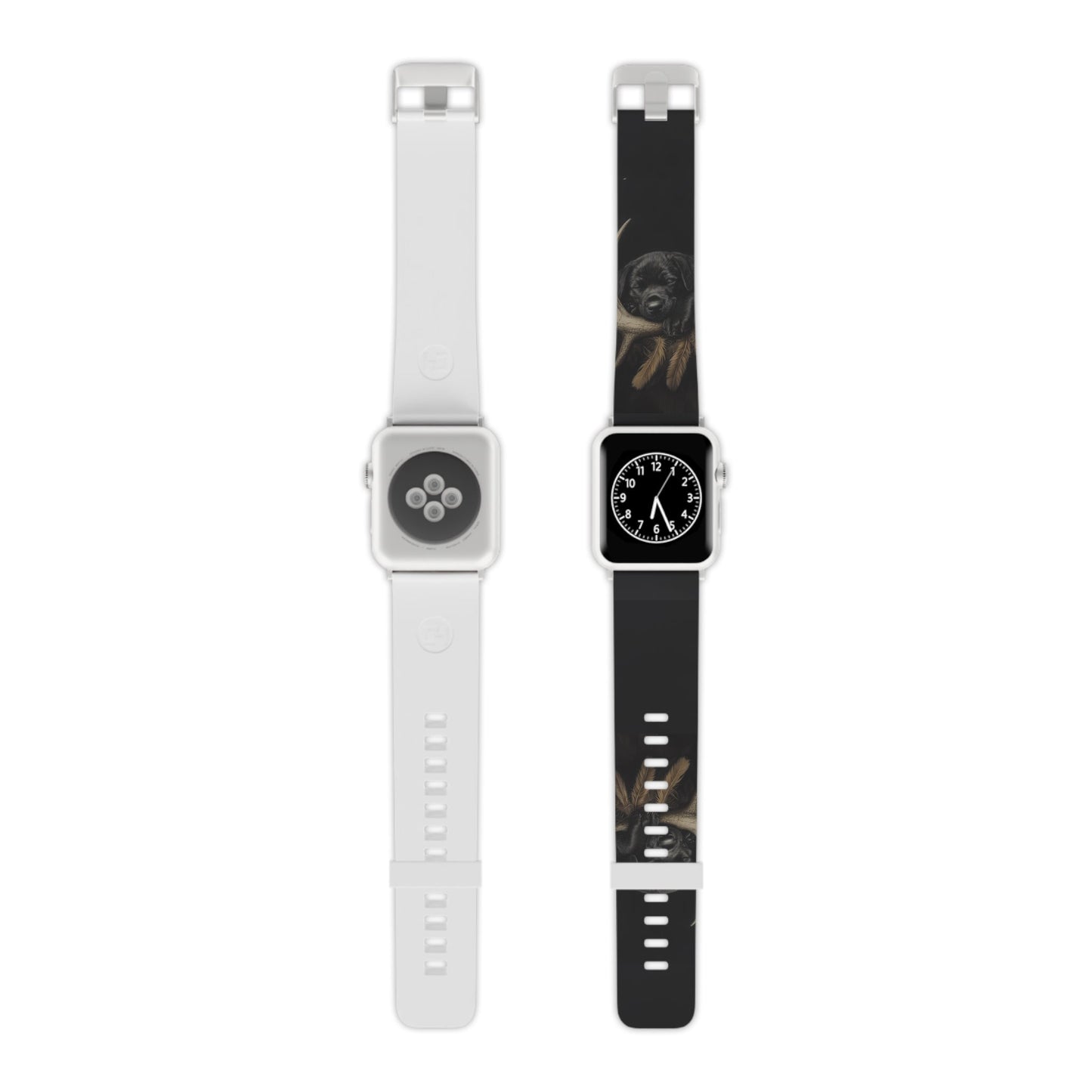 Adorable Black Labrador Puppy on Feathers Apple Watch Band - BOGO Cases