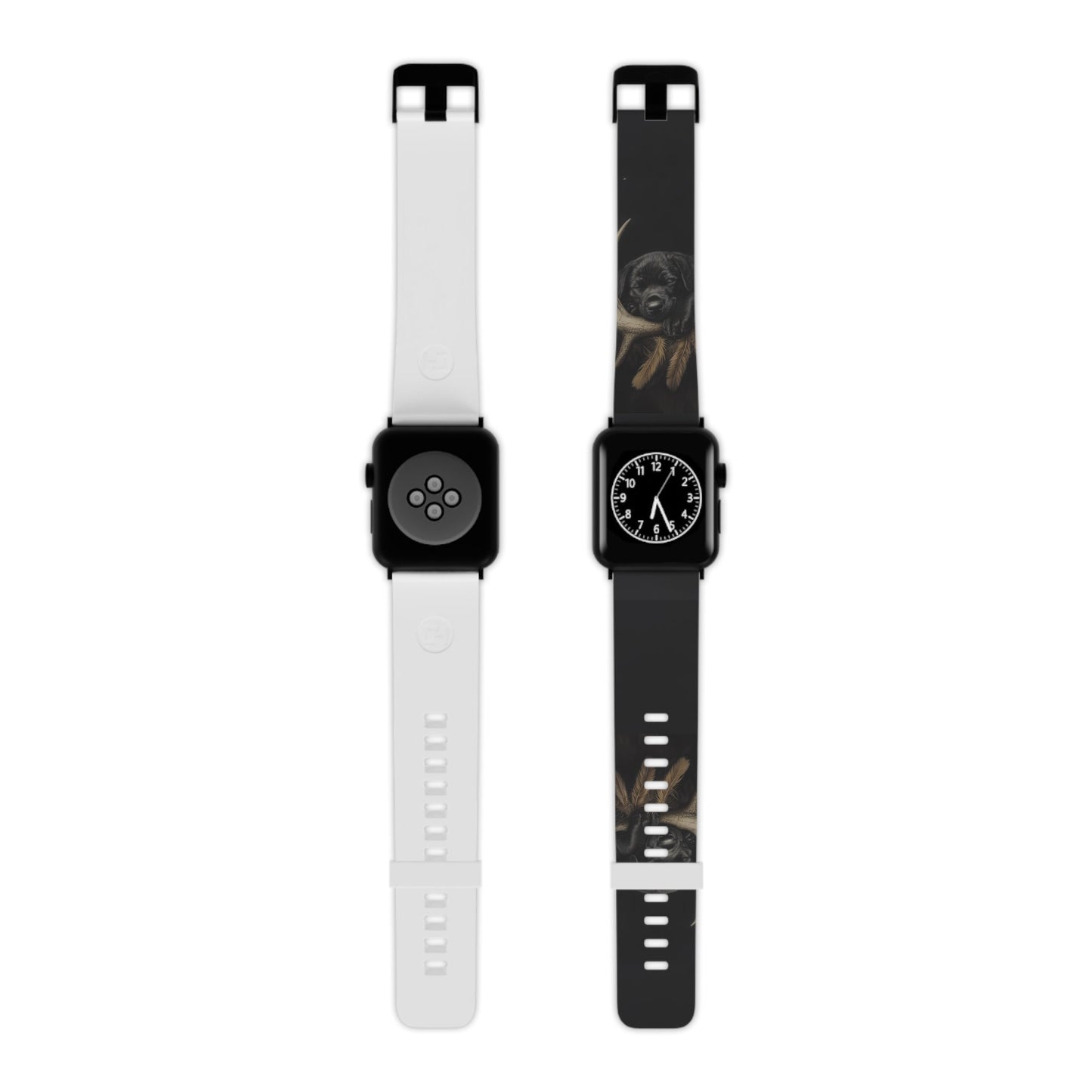 Adorable Black Labrador Puppy on Feathers Apple Watch Band - BOGO Cases