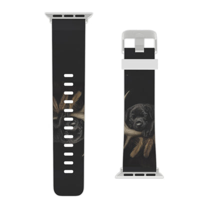 Adorable Black Labrador Puppy on Feathers Apple Watch Band - BOGO Cases