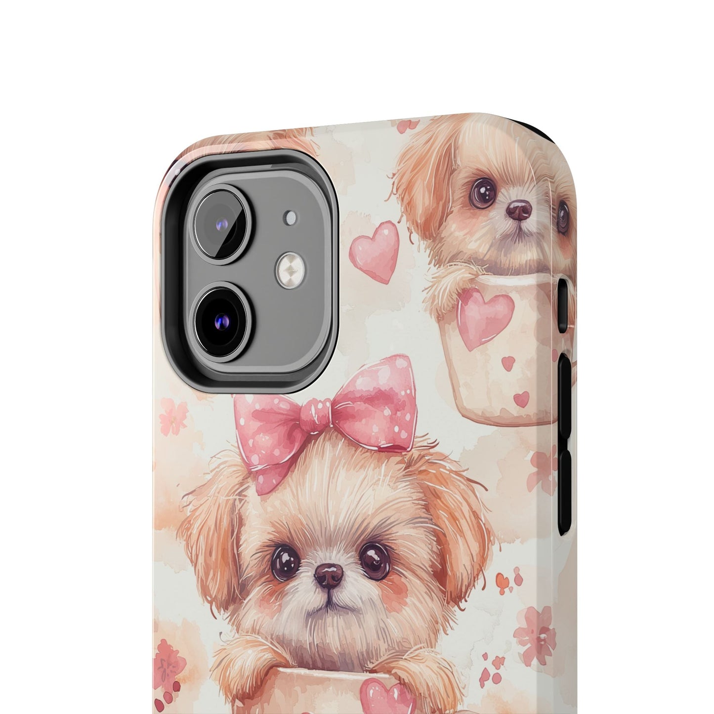 Adorable Puppy in Teacup iPhone Case – Tough, Dual - Layer Protection with Cute Pink Bow Design - BOGO Cases