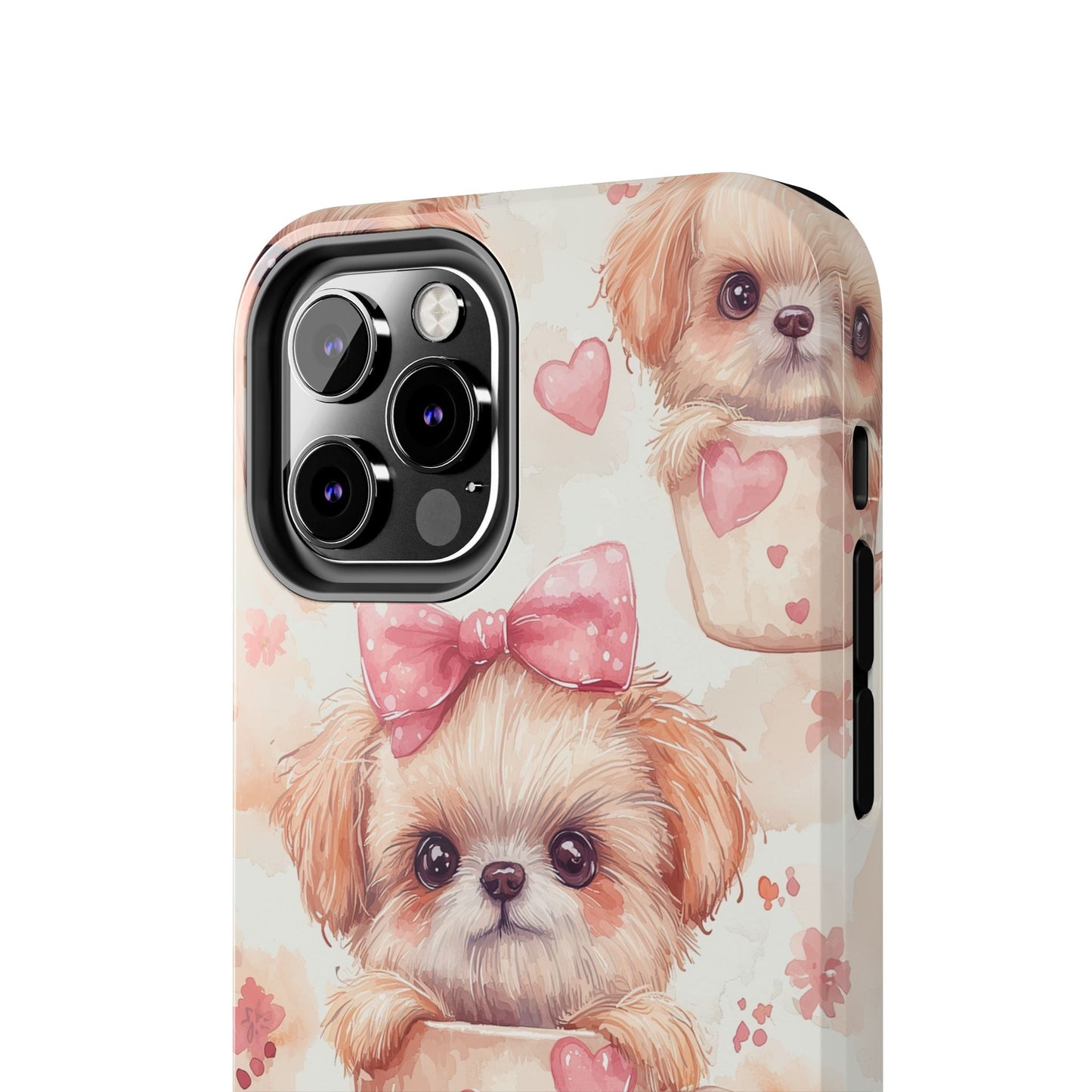 Adorable Puppy in Teacup iPhone Case – Tough, Dual - Layer Protection with Cute Pink Bow Design - BOGO Cases