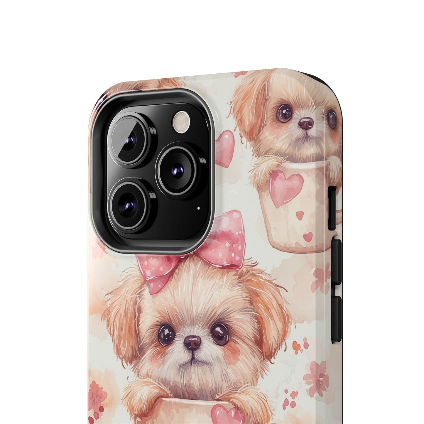 Adorable Puppy in Teacup iPhone Case – Tough, Dual - Layer Protection with Cute Pink Bow Design - BOGO Cases