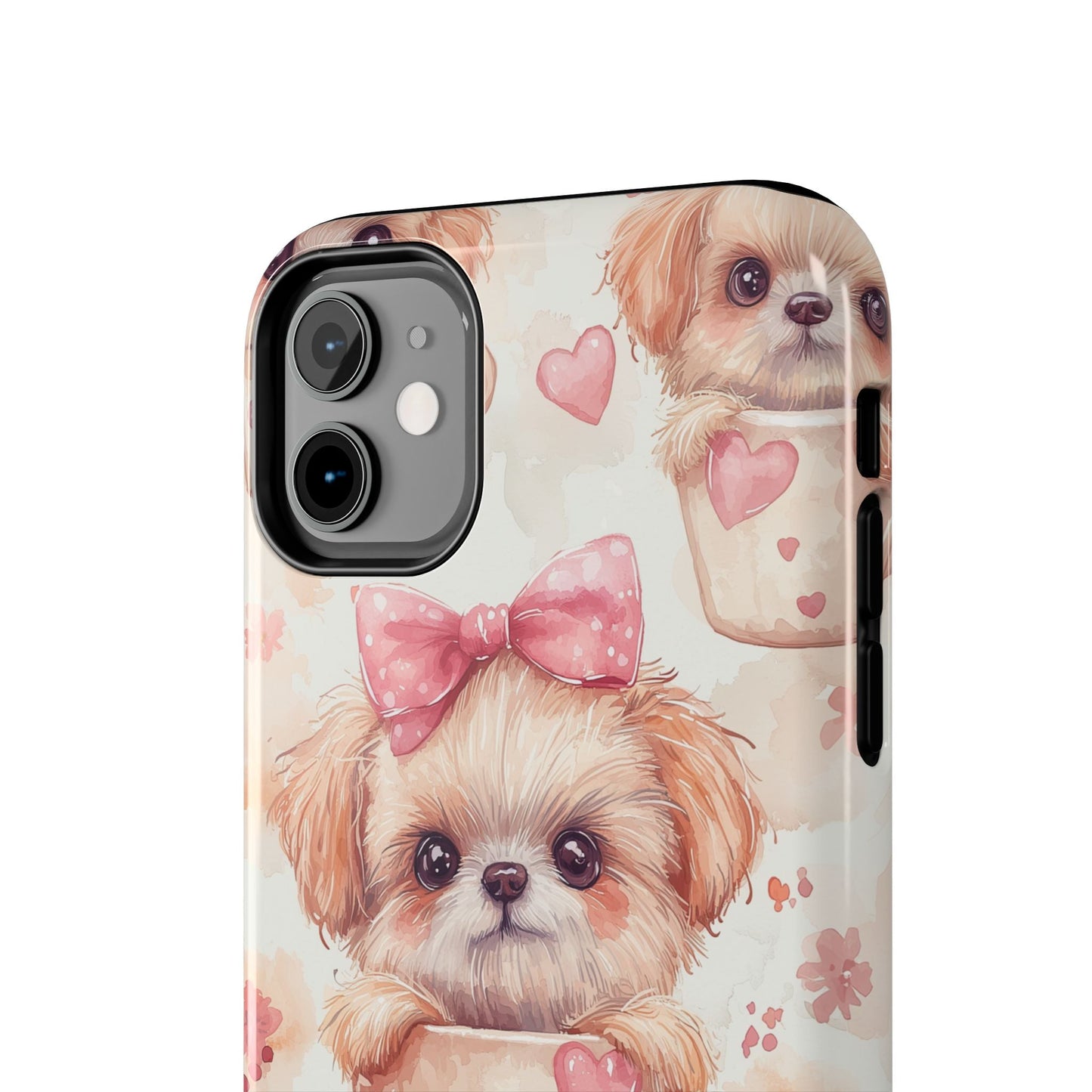 Adorable Puppy in Teacup iPhone Case – Tough, Dual - Layer Protection with Cute Pink Bow Design - BOGO Cases