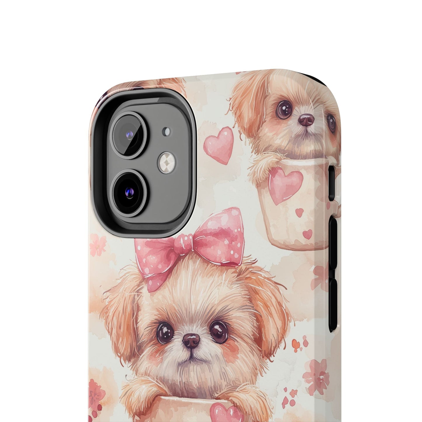 Adorable Puppy in Teacup iPhone Case – Tough, Dual - Layer Protection with Cute Pink Bow Design - BOGO Cases