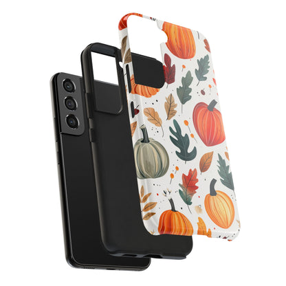 Autumn Harvest Samsung Galaxy Case - Pumpkin and Fall Leaf Design - BOGO Cases