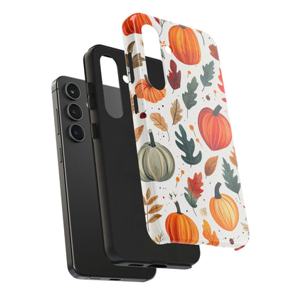 Autumn Harvest Samsung Galaxy Case - Pumpkin and Fall Leaf Design - BOGO Cases