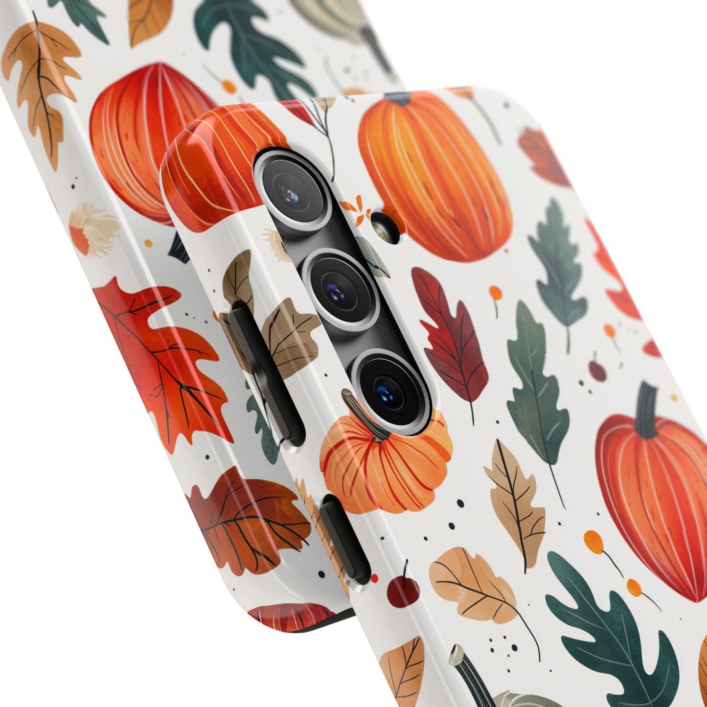 Autumn Harvest Samsung Galaxy Case - Pumpkin and Fall Leaf Design - BOGO Cases