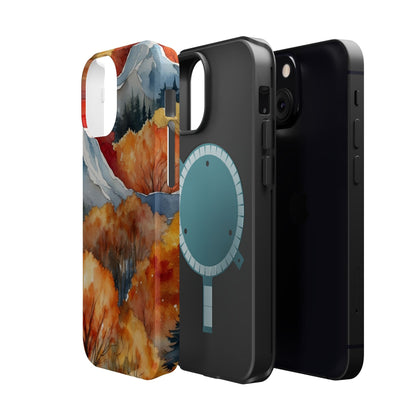 Autumn Mountain Forest Watercolor - MagSafe iPhone Case - BOGO Cases