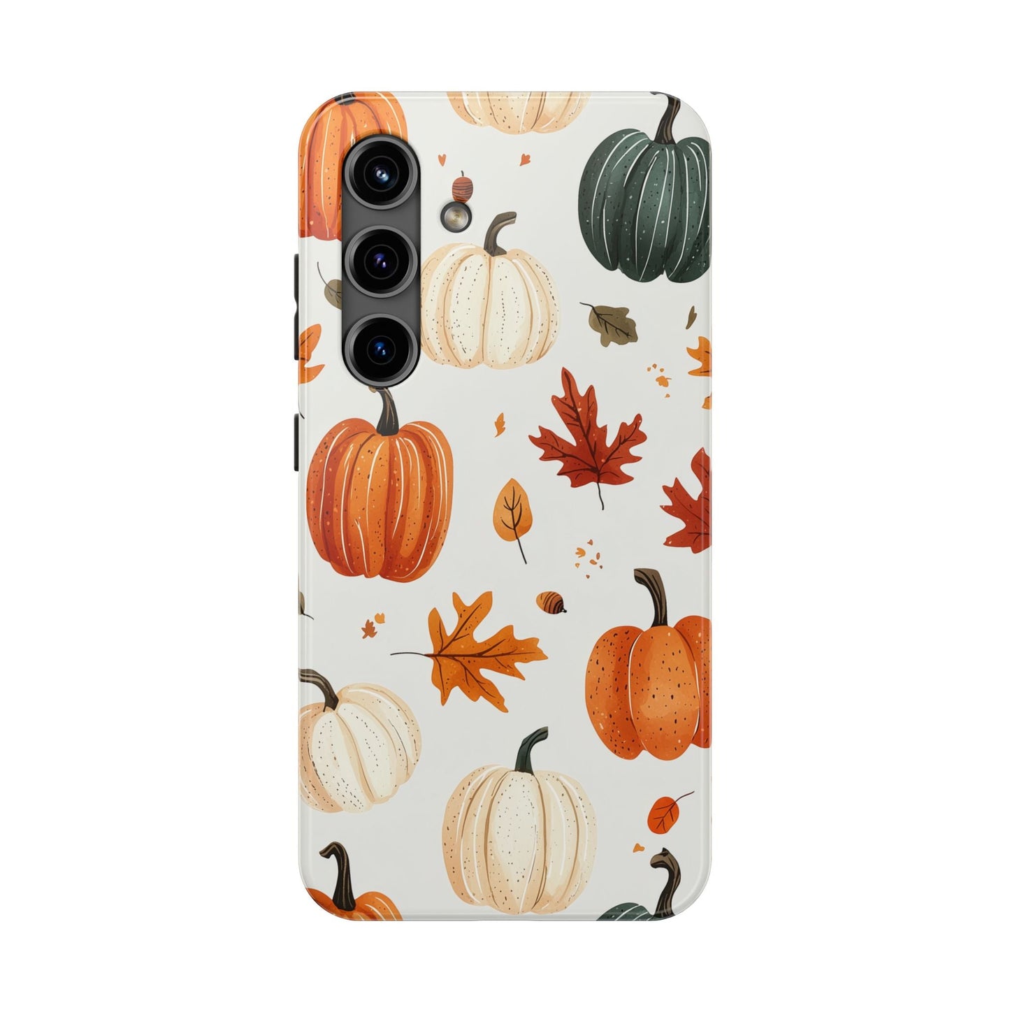 Autumn Pumpkin Samsung Galaxy Case – Fall Leaves and Harvest Design - BOGO Cases