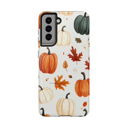 Autumn Pumpkin Samsung Galaxy Case – Fall Leaves and Harvest Design - BOGO Cases