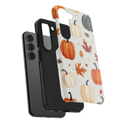 Autumn Pumpkin Samsung Galaxy Case – Fall Leaves and Harvest Design - BOGO Cases