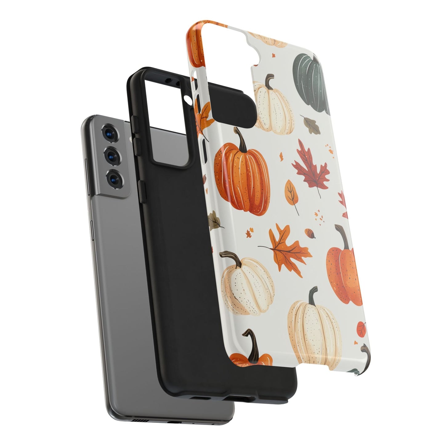 Autumn Pumpkin Samsung Galaxy Case – Fall Leaves and Harvest Design - BOGO Cases