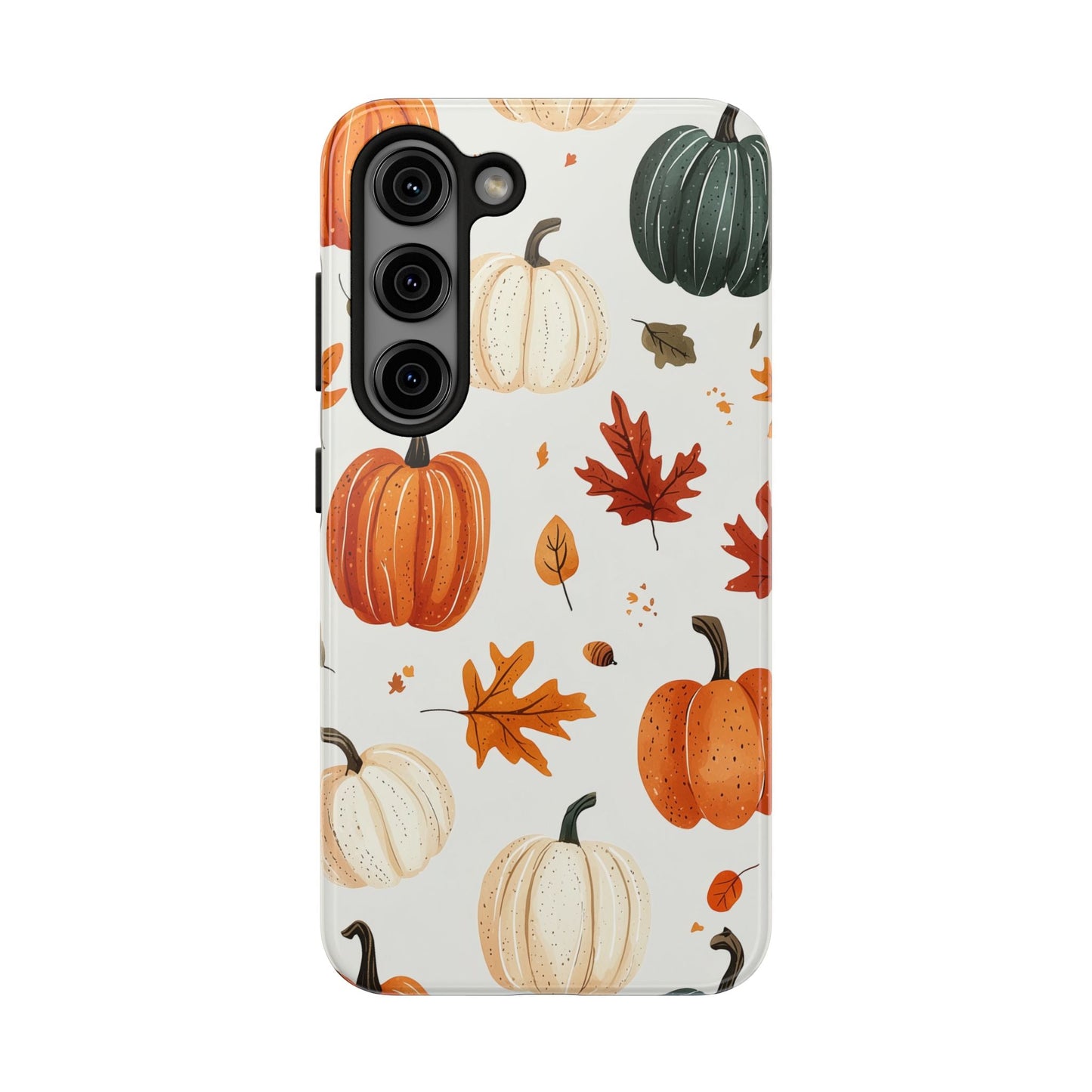 Autumn Pumpkin Samsung Galaxy Case – Fall Leaves and Harvest Design - BOGO Cases