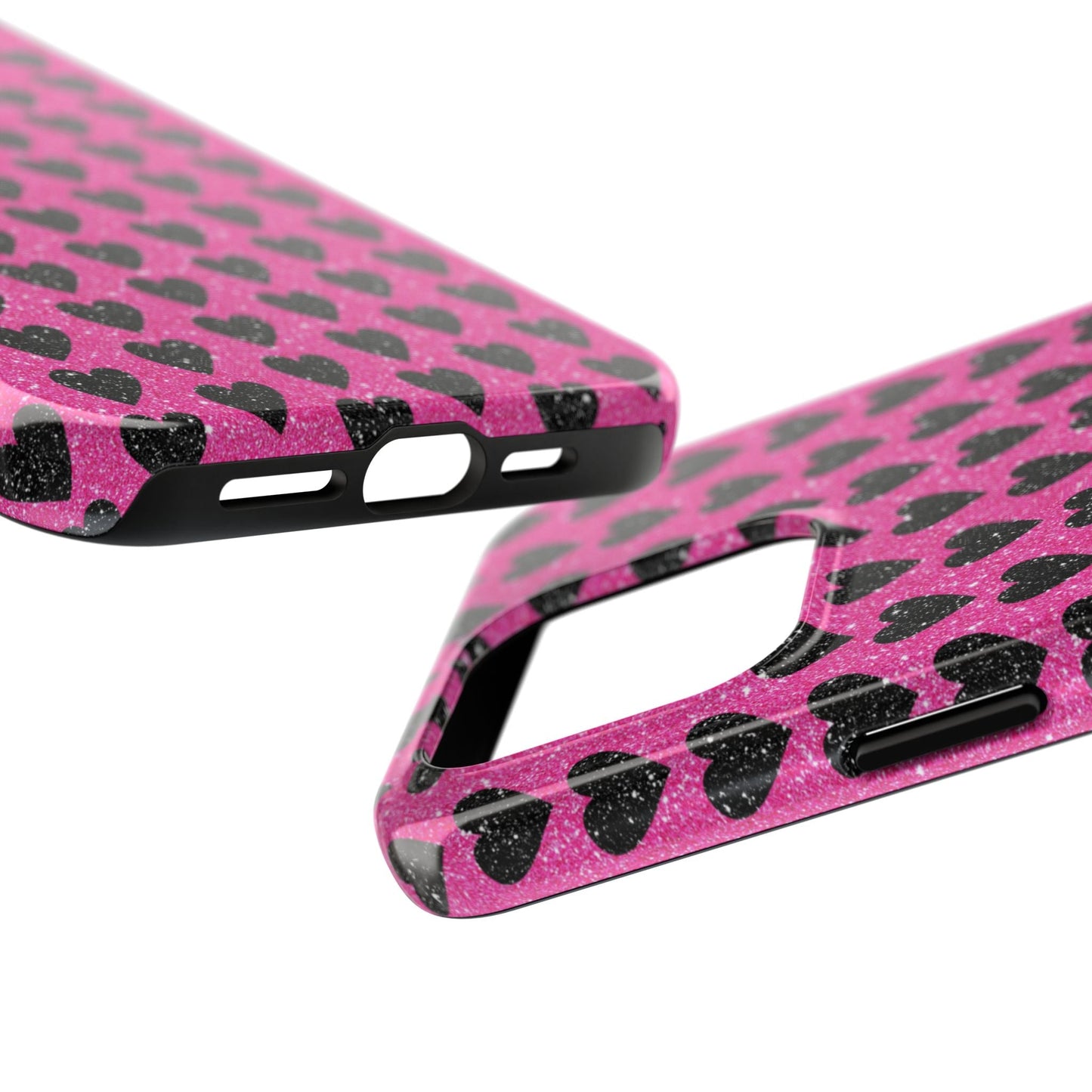 Black Hearts Glitter iPhone Case - BOGO Cases