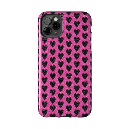 Black Hearts Glitter iPhone Case - BOGO Cases