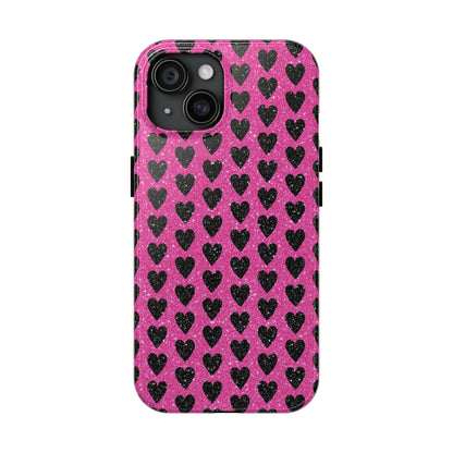 Black Hearts Glitter iPhone Case - BOGO Cases